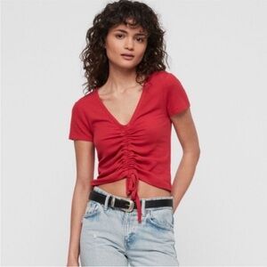 All Saints Rinna Ruched V-Neck Tee